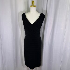 Tadashi Collection Sheath Dress Women Large Black Pintuck Pleated Party Wedding